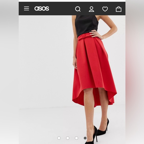 ASOS DESIGN red midi scuba prom skirt with bow front size 0 - Picture 9 of 9